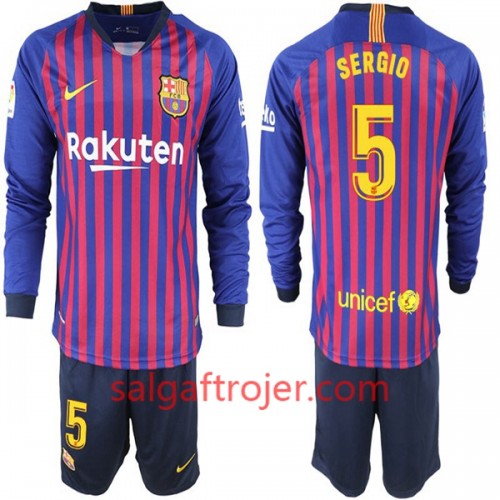 FC Barcelona Fodboldtrøjer Sergio 5 Børn Hjemmebanesæt 2018/19 Langærmet FC Barcelona Fodboldtrøjer Sergio 5 Børn Hjemmebanesæt 2018/19 Langærmet